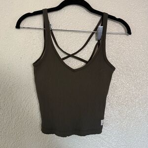 Vuori rib crop tank green Sleeveless V Neck Size XS